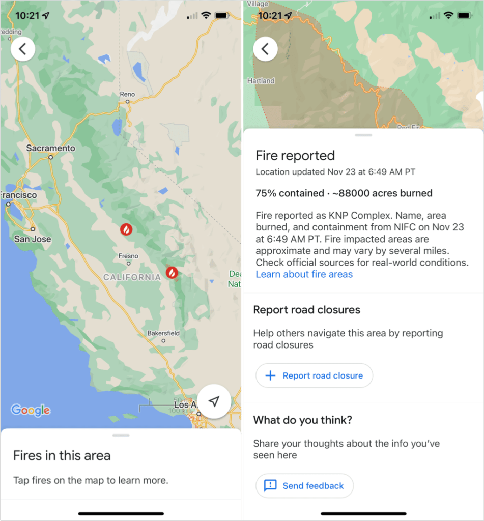 Cómo usar el seguimiento de incendios forestales de Google Maps