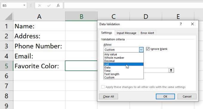 Excel でドロップダウン リストを作成する方法