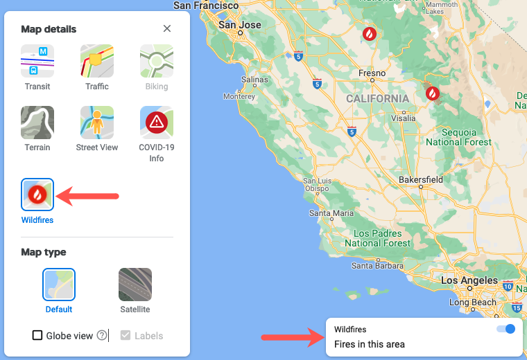 كيفية استخدام تتبع خرائط Google Wildfire