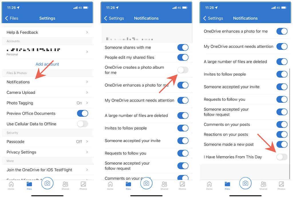 Comment faire en sorte que OneDrive arrête d'envoyer des souvenirs par e-mail