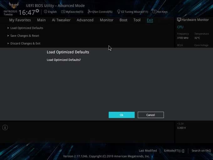 Cómo restablecer el BIOS a la configuración predeterminada