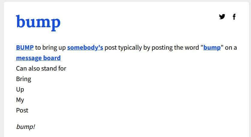 Cosa significa "Bump" su Facebook?