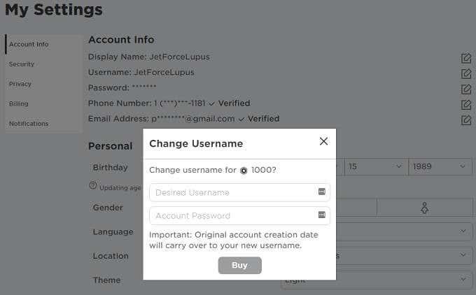 Comment changer votre nom d'utilisateur ou votre nom d'affichage dans Roblox