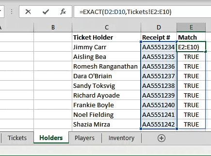 So finden Sie übereinstimmende Werte in Excel