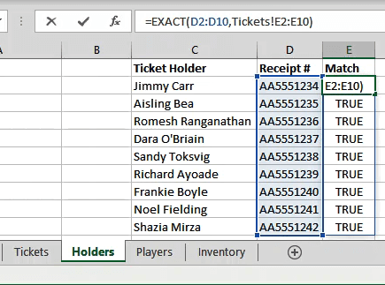 Excel で一致する値を見つける方法