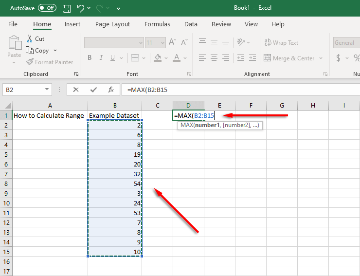 Comment trouver et calculer la plage dans Excel