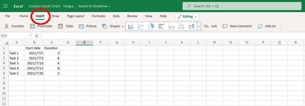 Cara Membuat Carta Gantt dalam Microsoft Excel