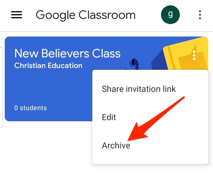 Como arquivar ou excluir uma sala de aula do Google