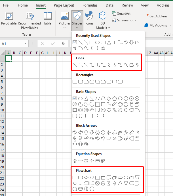 Jak utworzyć schemat blokowy w programach Word i Excel