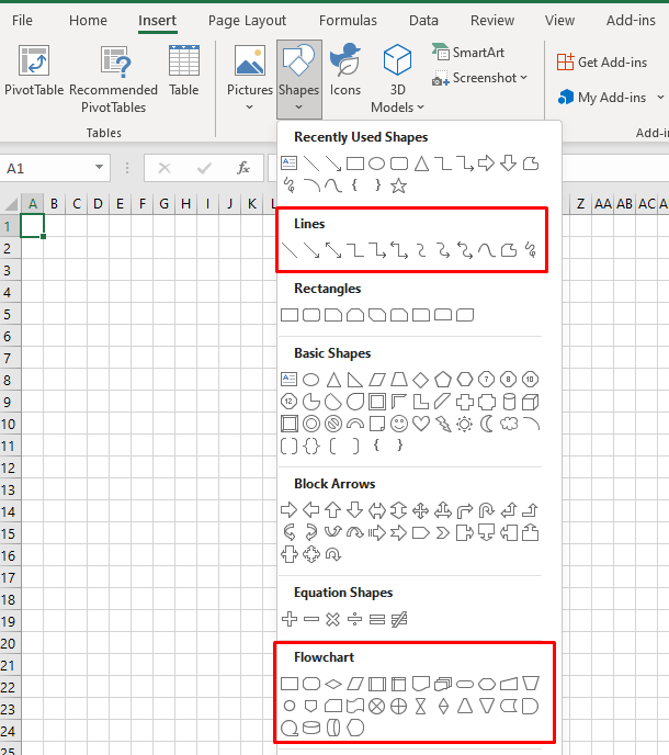 كيفية إنشاء مخطط انسيابي في Word و Excel