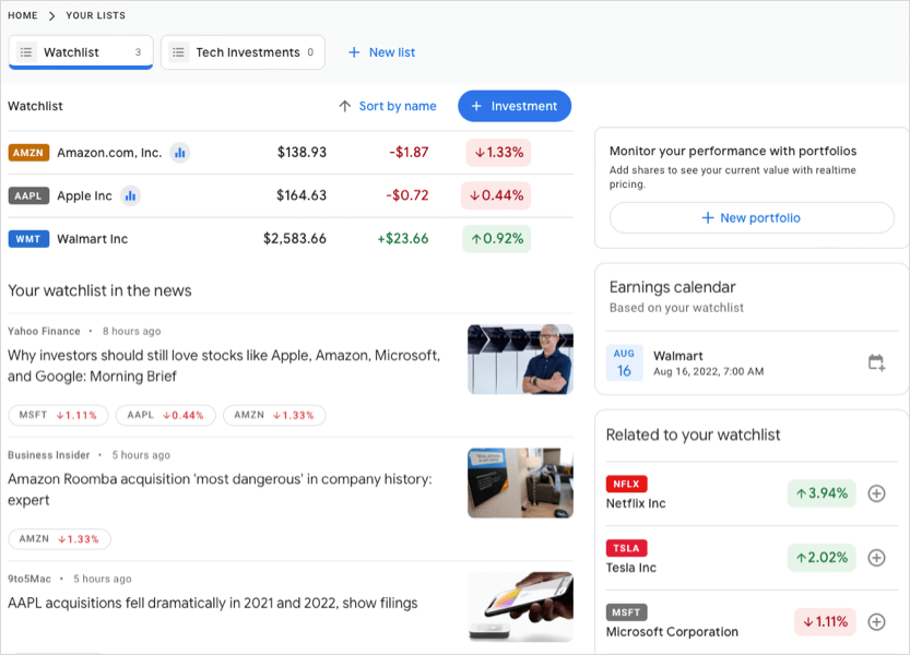 Cum să configurați o listă de urmărire a stocurilor pe Google Finance