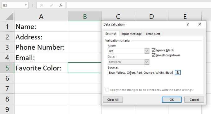 Excel でドロップダウン リストを作成する方法