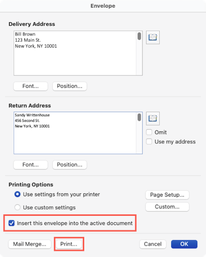 Cara Mencetak pada Sampul Surat dalam Microsoft Word