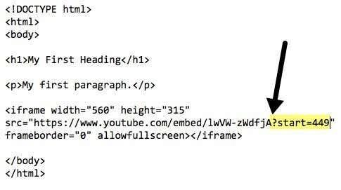 Como especificar um ponto de partida para vídeos do YouTube