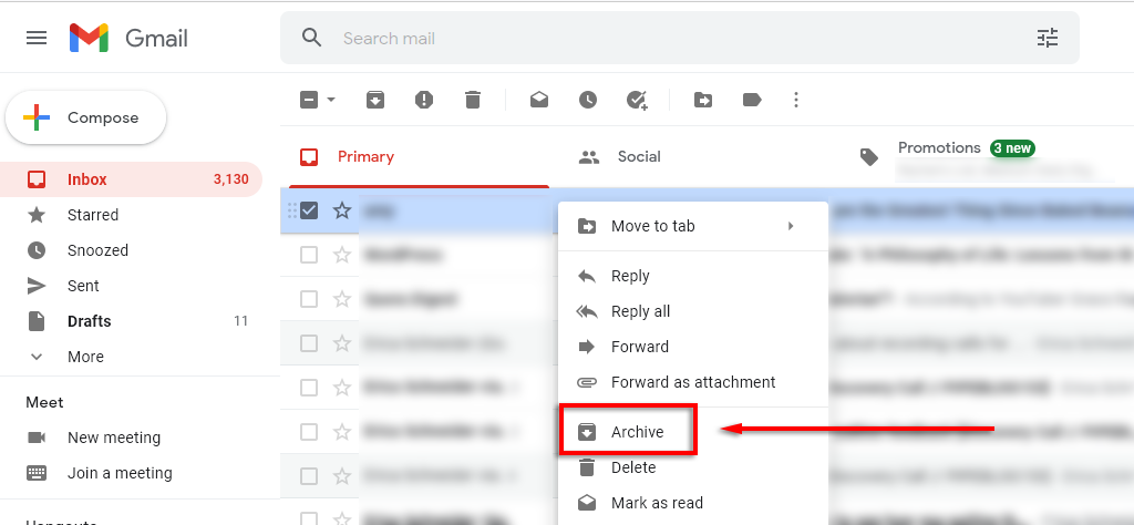 Como funciona o arquivo no Gmail