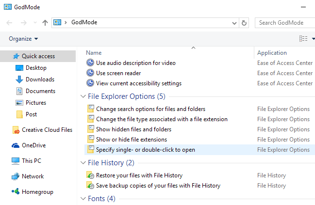 Hoe het God Mode-configuratiescherm in Windows in te schakelen