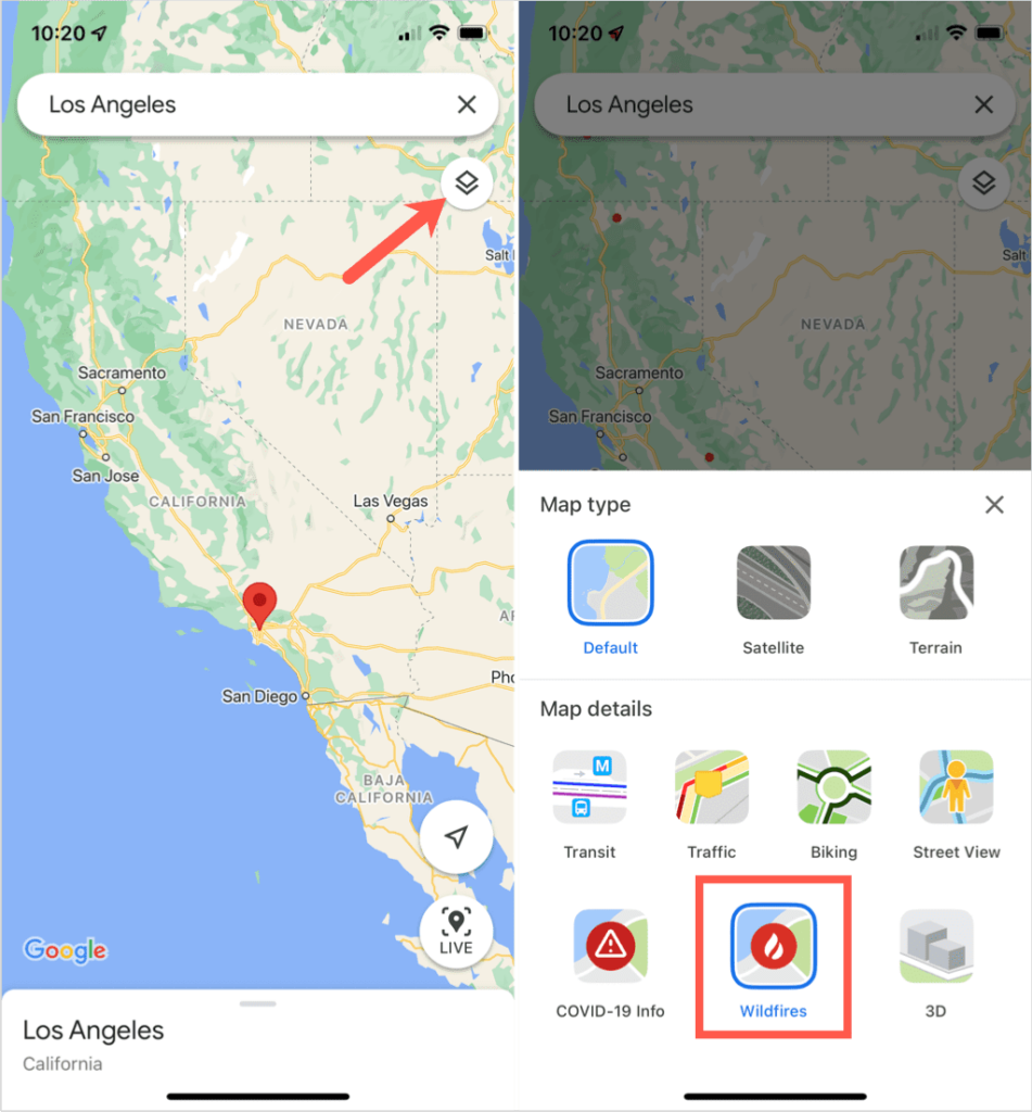 Come utilizzare il monitoraggio degli incendi di Google Maps