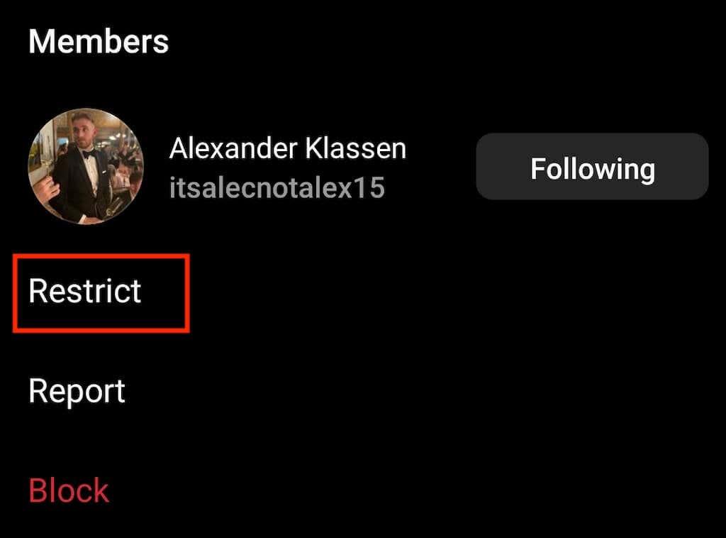 Como saber se alguém te restringiu no Instagram