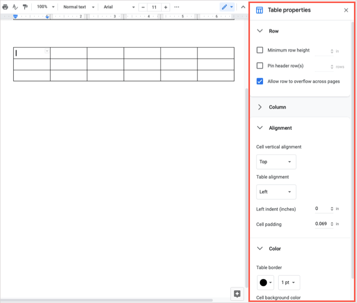 Een tabel toevoegen, bewerken, sorteren en splitsen in Google Documenten