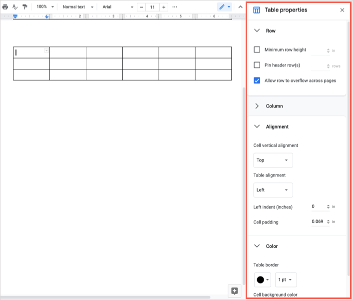 Come aggiungere, modificare, ordinare e dividere una tabella in Google Docs