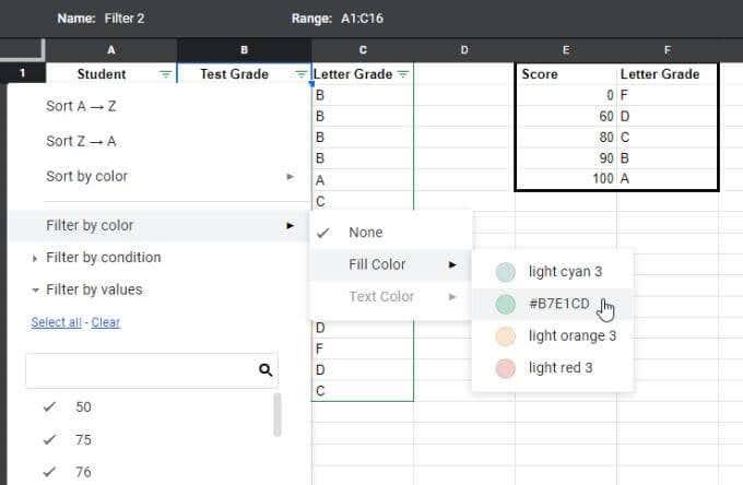 Como classificar ou filtrar por cor no Google Sheets