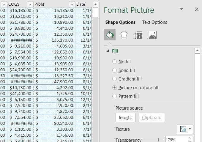 كيفية إضافة وطباعة صور خلفية Excel