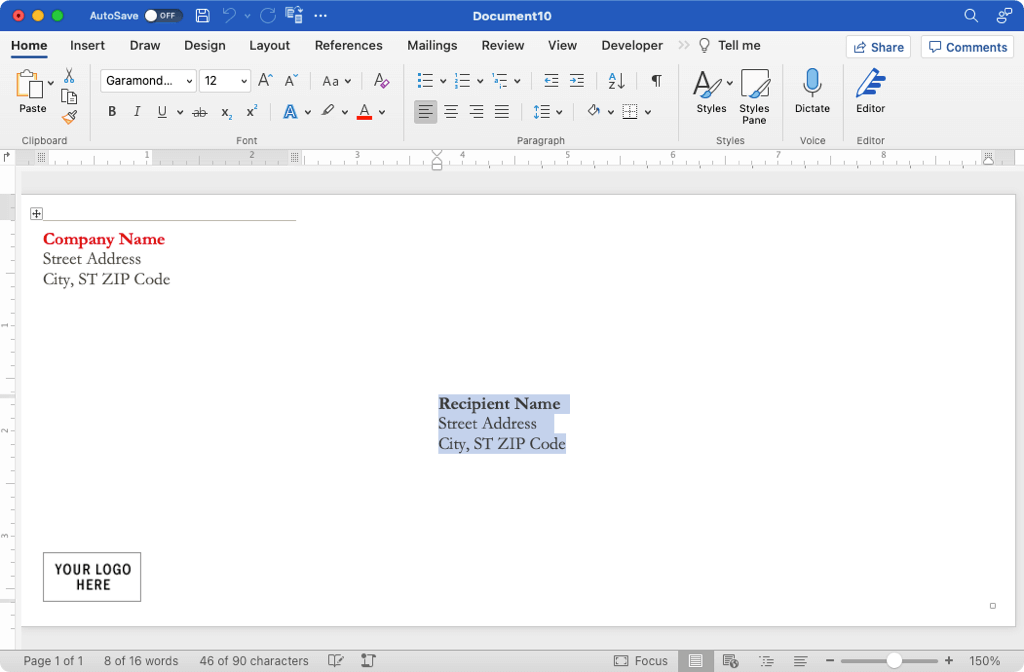 Afdrukken op een envelop in Microsoft Word