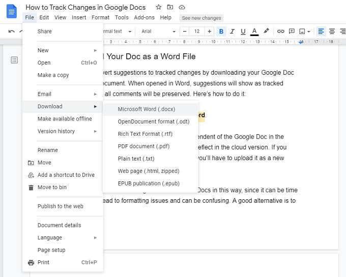 Como rastrear alterações no Google Docs