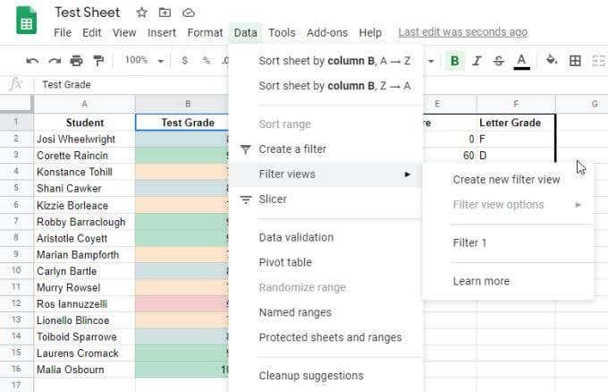 Como classificar ou filtrar por cor no Google Sheets