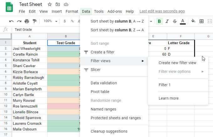 So sortieren oder filtern Sie nach Farbe in Google Sheets