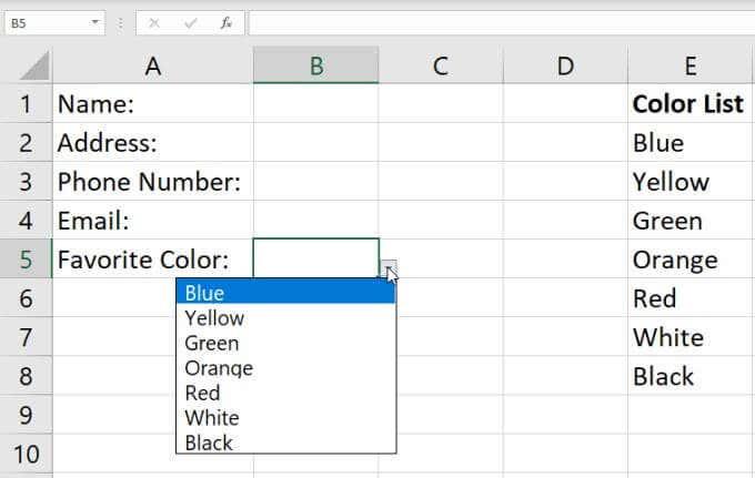 Excel でドロップダウン リストを作成する方法