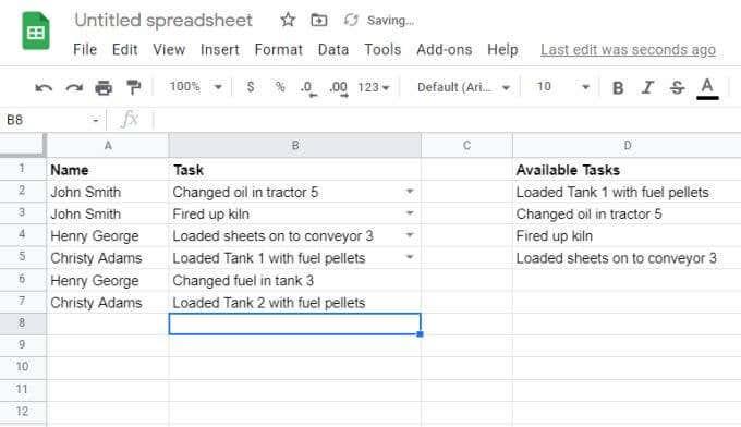 Cómo usar las listas desplegables de Google Sheets