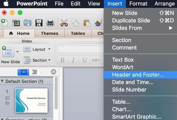 PowerPoint でヘッダーとフッターを追加する方法