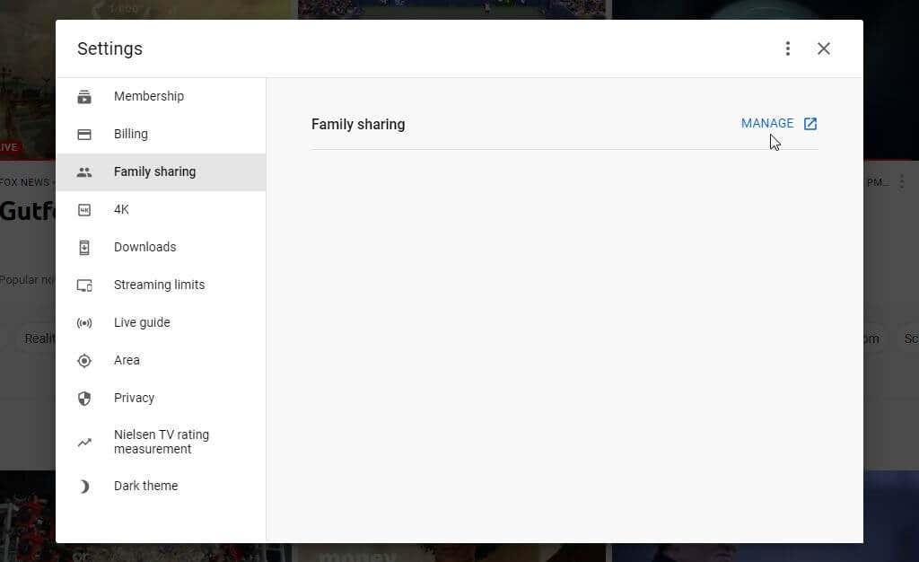 Como configurar o compartilhamento familiar do YouTube TV