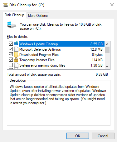 15 moduri de a elibera spațiu pe disc în Windows 10