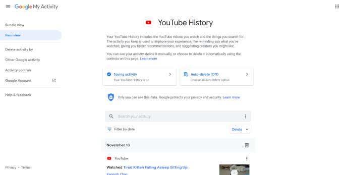 YouTube 기록 및 검색 활동을 삭제하는 방법