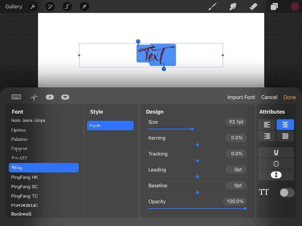 วิธีนำเข้าฟอนต์เข้าสู่ Procreate