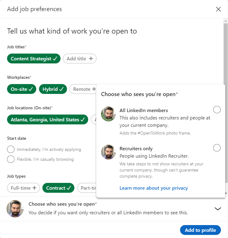 Funcția LinkedIn „Open to Work”: ar trebui să o utilizați?