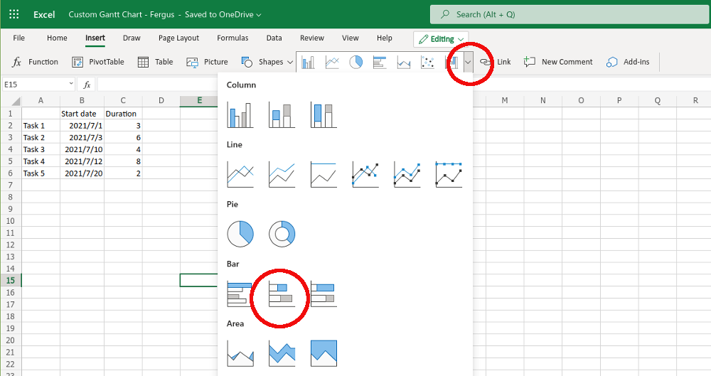 Cara Membuat Carta Gantt dalam Microsoft Excel