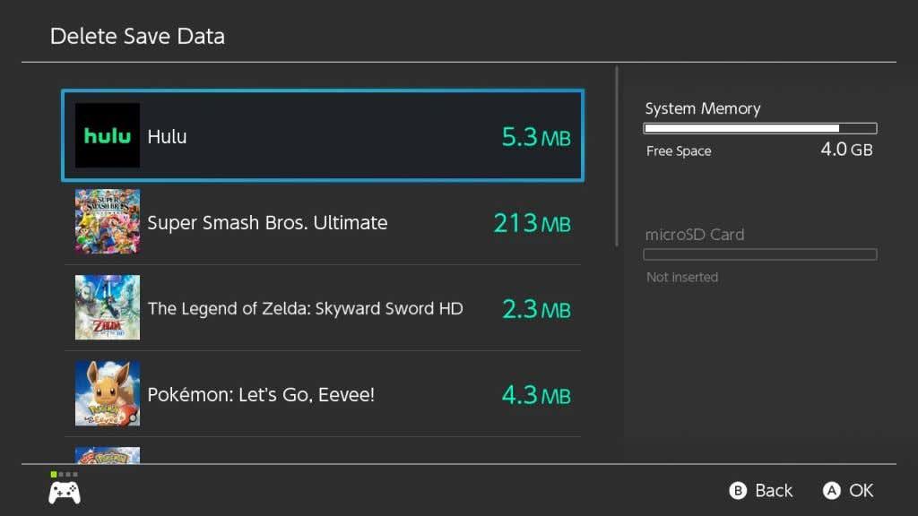 كيفية حذف لعبة حفظ البيانات على Nintendo Switch