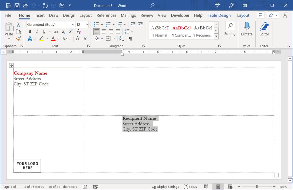 Cara Mencetak pada Sampul Surat dalam Microsoft Word