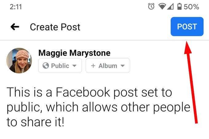 Facebook での共有を許可する方法