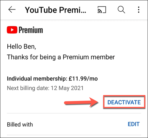 如何取消或暫停 YouTube Premium 訂閱