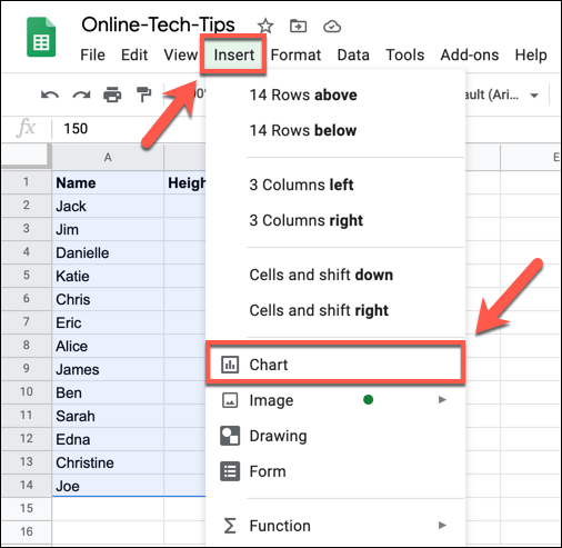 So erstellen Sie ein Streudiagramm in Google Sheets