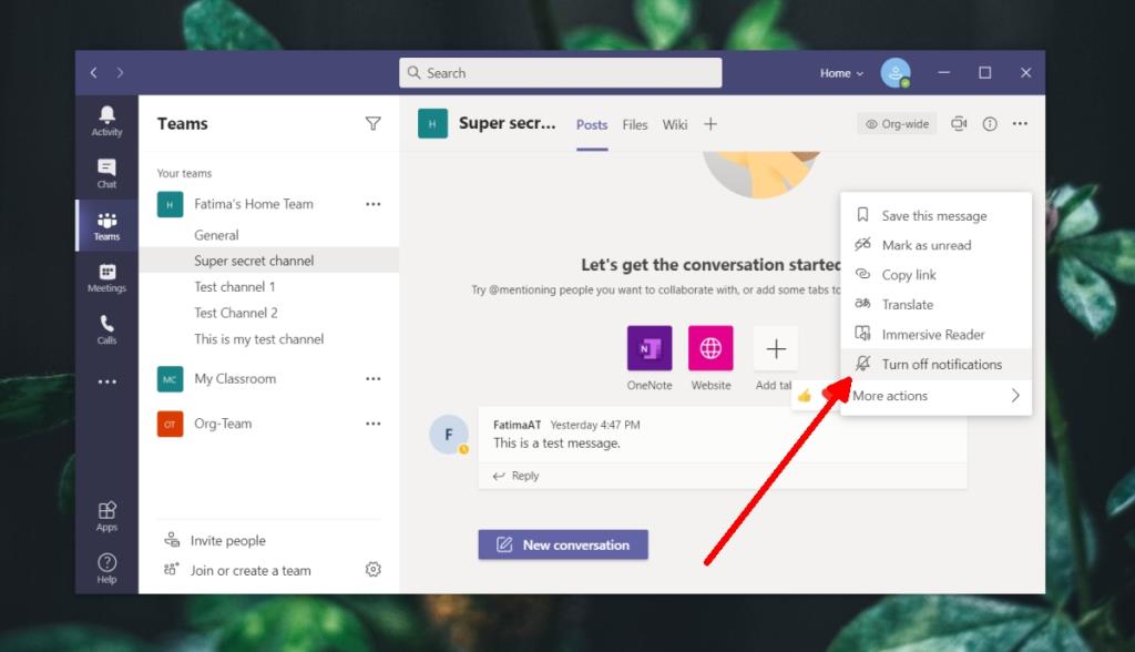 Cara meredamkan saluran dan pemberitahuan mesej dalam Microsoft Teams