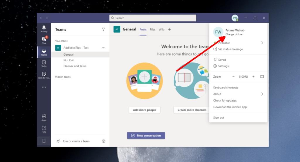 Come cambiare l'immagine del profilo di Microsoft Teams