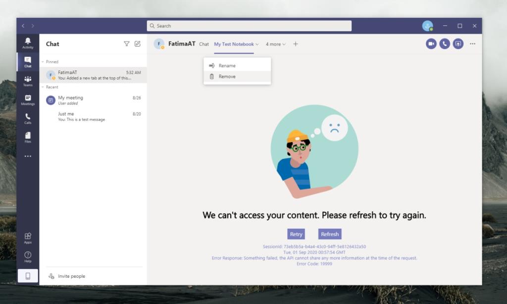 Microsoft Teams Stiamo riscontrando problemi nel trovare l'errore del tuo notebook (RISOLTO)