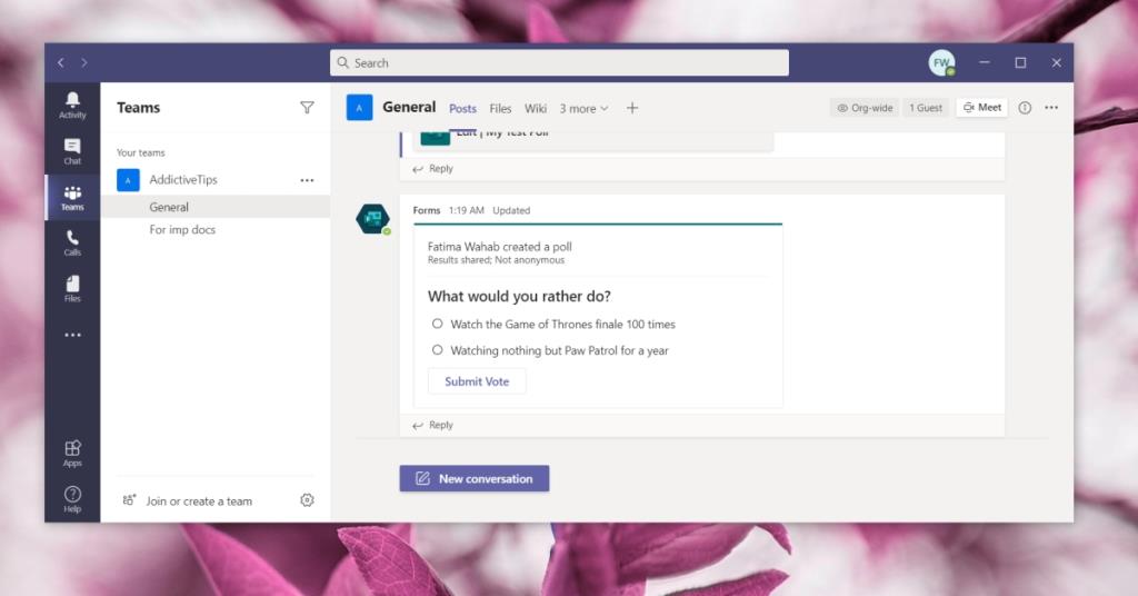 Microsoft Teams'de anket nasıl oluşturulur