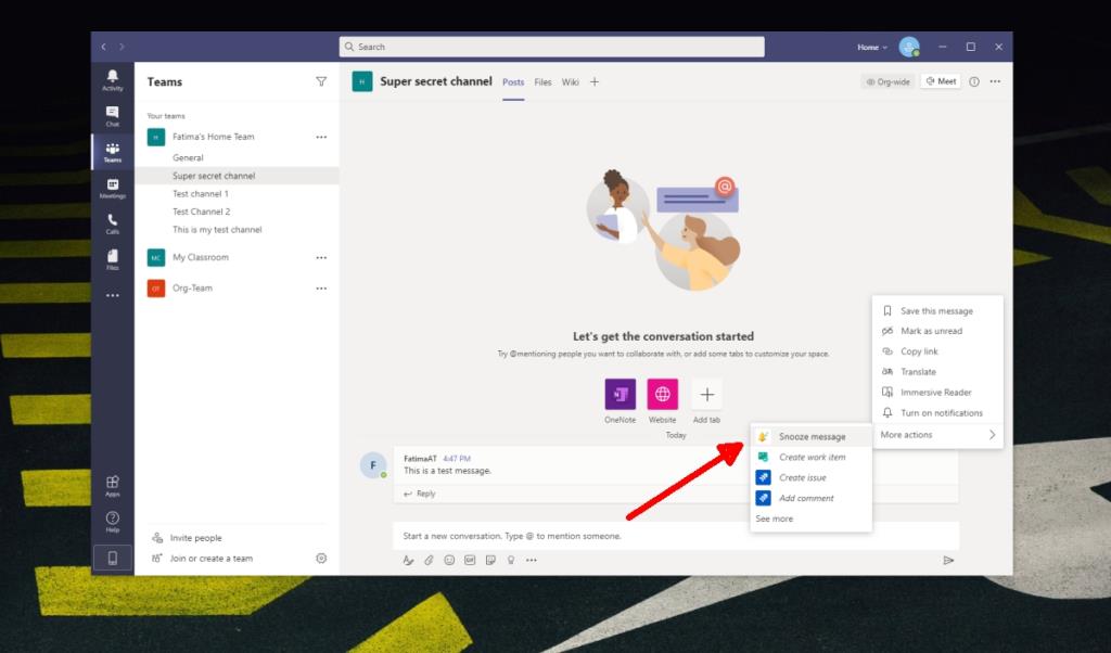 So verschieben Sie eine Nachricht in Microsoft Teams