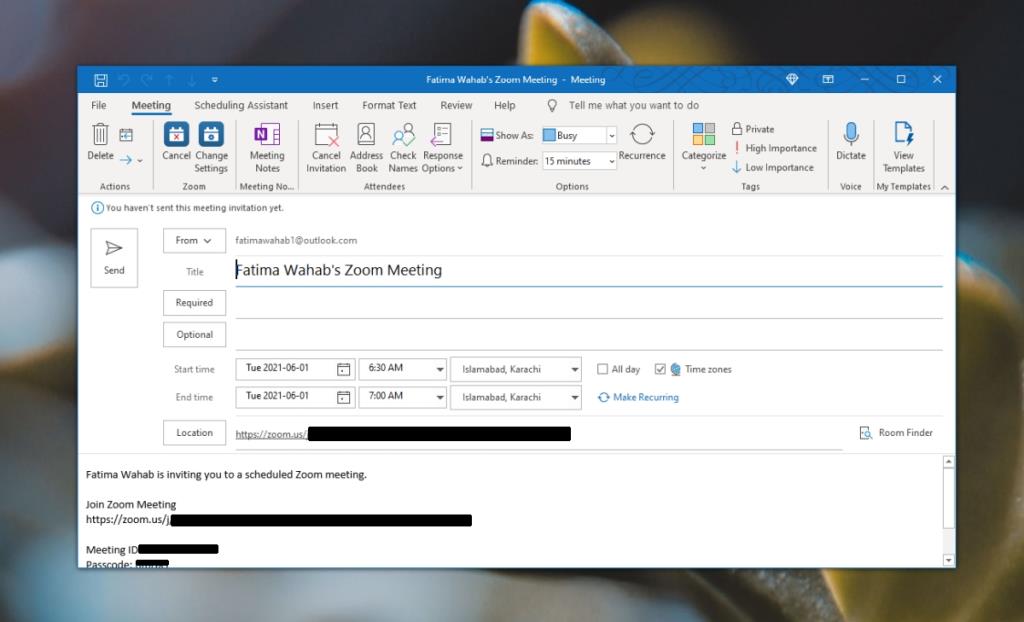 Come impostare una riunione Zoom in Outlook